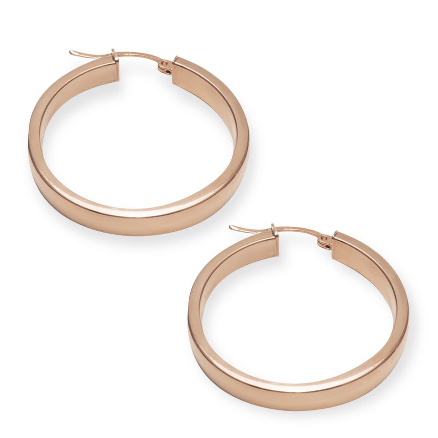 1 1/5" Classiqué Hoops, 18K Rose Gold Plated Sterling Silver