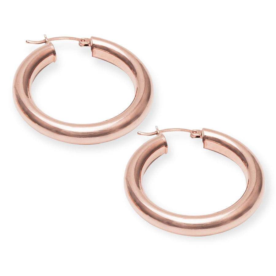 1" Classiqué Hoops, 18K Rose Gold Plated Sterling Silver