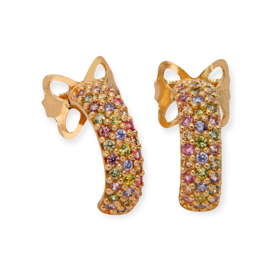 Adriana 18K Gold Plated Sterling Silver Hoops, Multi Color