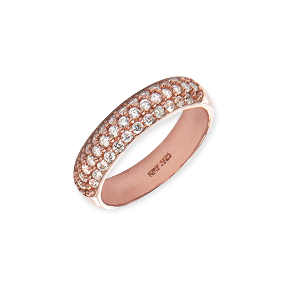Eleanore 18K Rose Gold Plated Sterling Silver Bold Ring, Brilliant White
