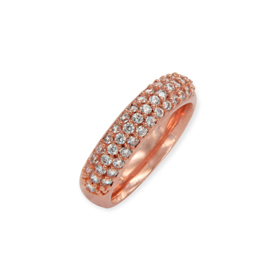 Eleanore 18K Rose Gold Plated Sterling Silver Bold Ring, Brilliant White