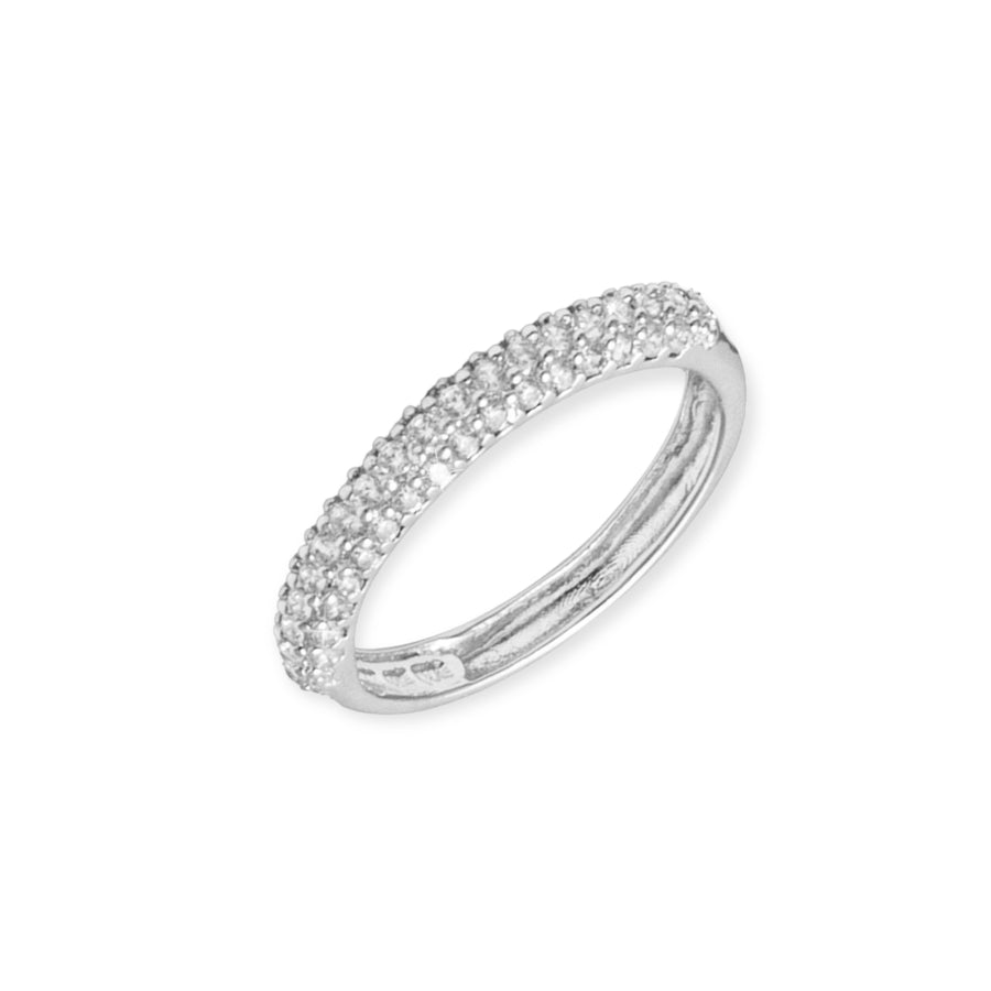 Eleanore Rhodium Plated Sterling Silver Ring, Brilliant White