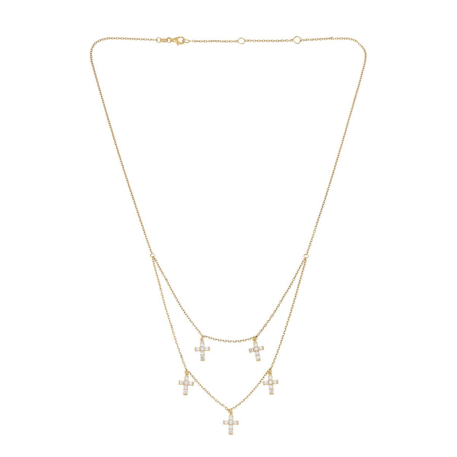 Katharine McPhee Layered Cross Necklace - Sterling Silver