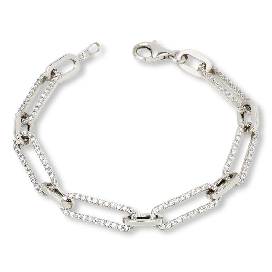 Katharine McPhee Pavé Paperclip Chain Bracelet - Sterling Silver