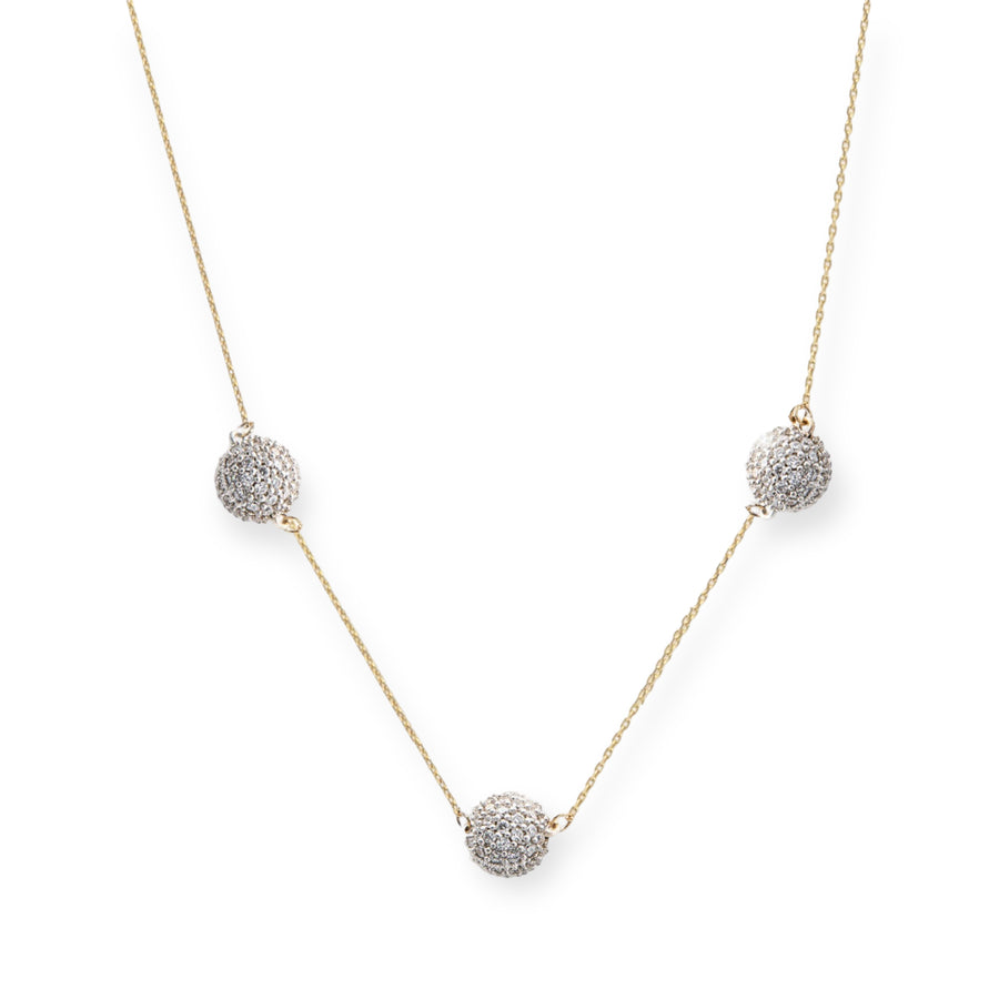 Olive Triple Sphere 14K Gold Necklace