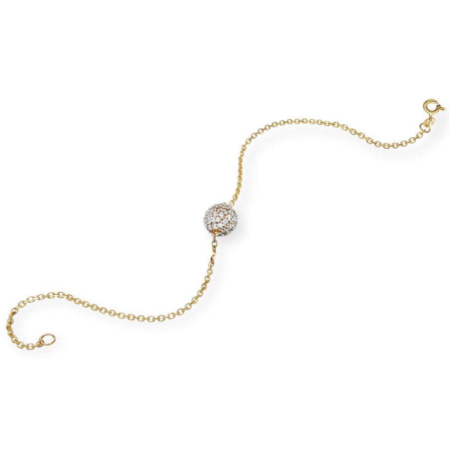 Olive Single Sphere 14K Gold Bracelet
