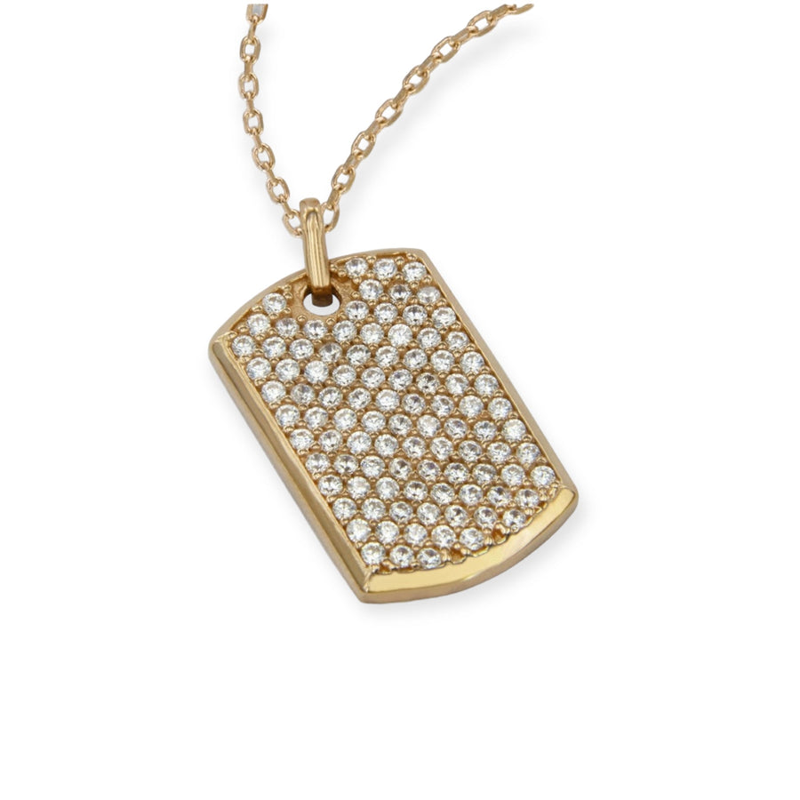 Frenchie Dog Tag Necklace, 18K Gold Plated Sterling Silver