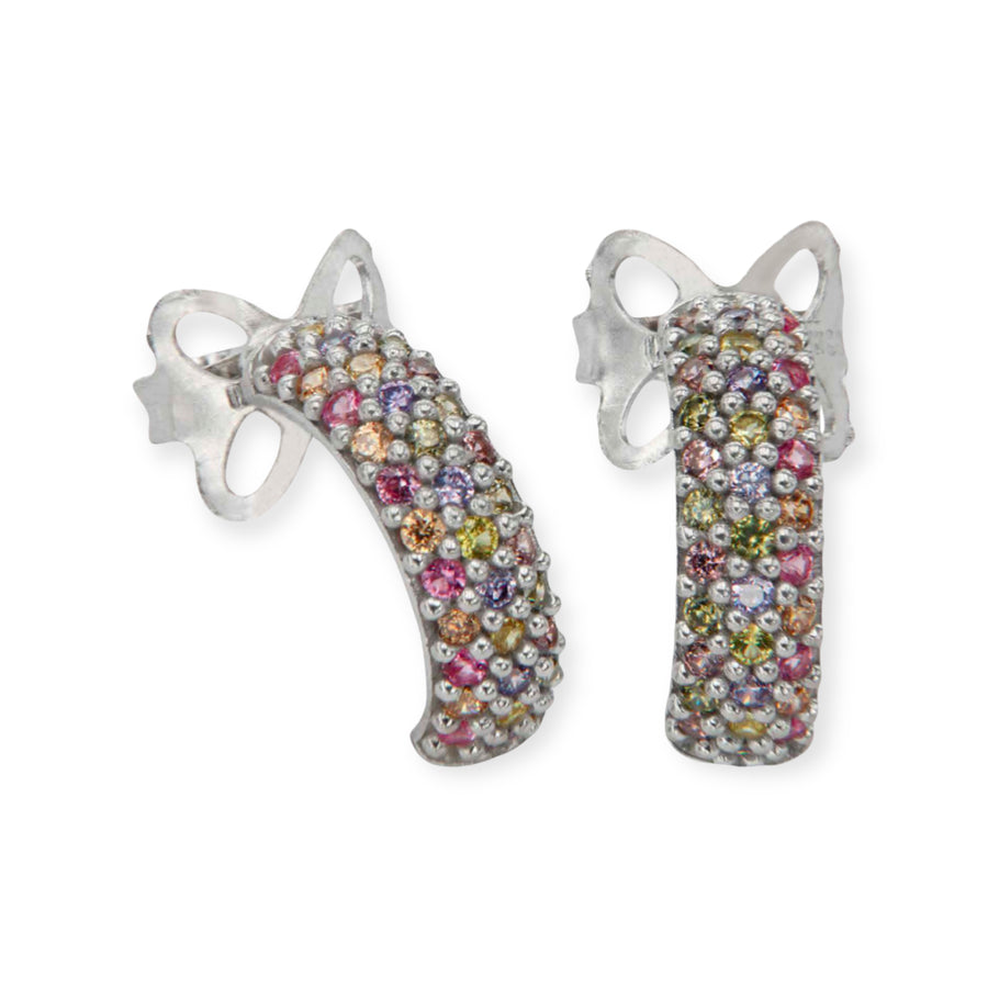 Adriana Rhodium Plated Sterling Silver Hoops, Multi Color