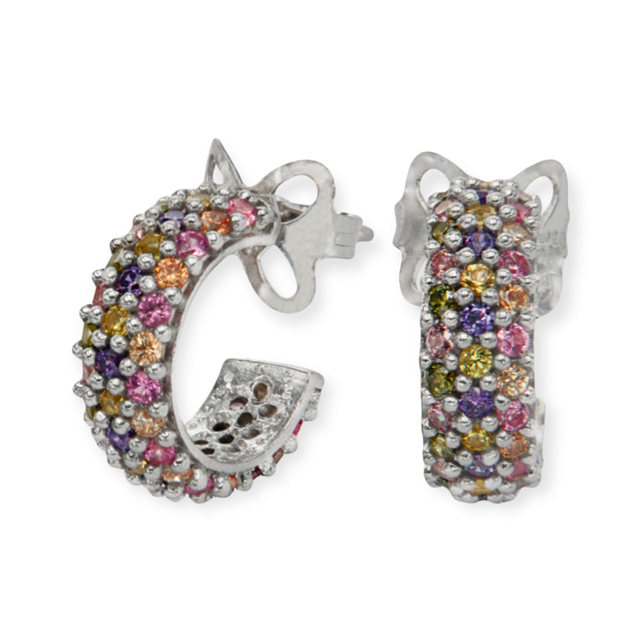 Peisha Rhodium Plated Sterling Silver Hoops, Multi Color