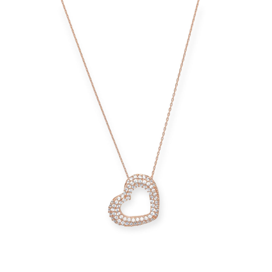 Mon Coeur 18K Rose Gold Plated Sterling Silver Necklace, Brilliant White