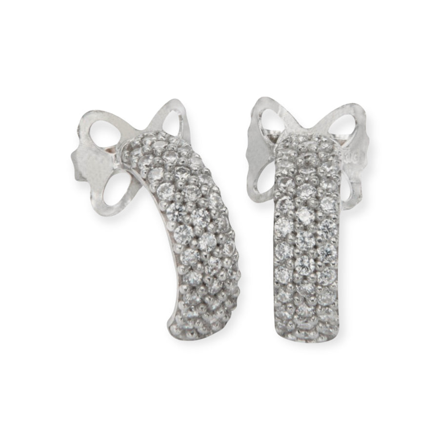 Adriana Rhodium Plated Sterling Silver Hoops, Brilliant White