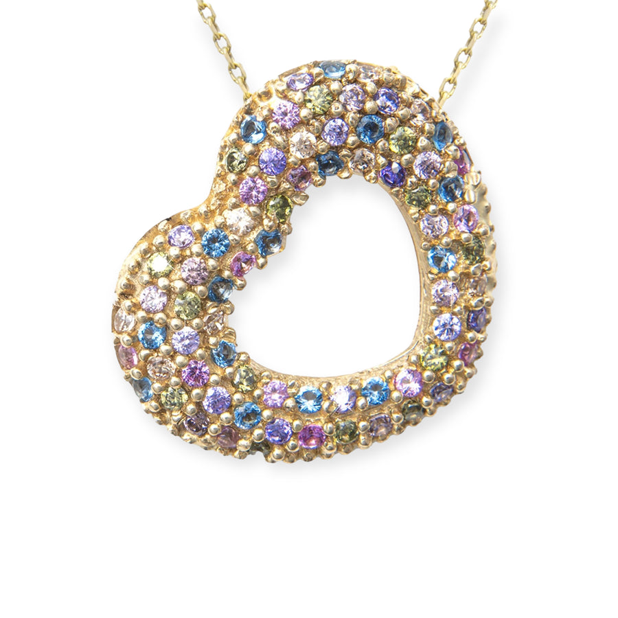 Bisous 18K Gold Plated Sterling Silver Necklace, Multi Color