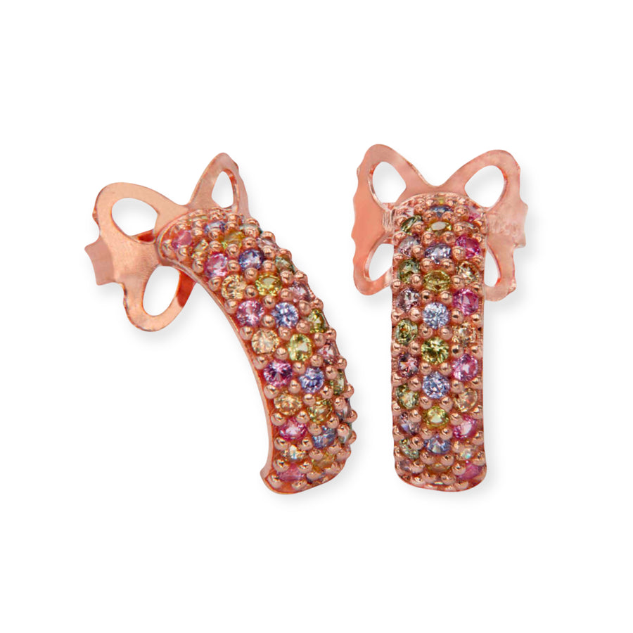 Adriana Rose Gold Hoops, Multi Color