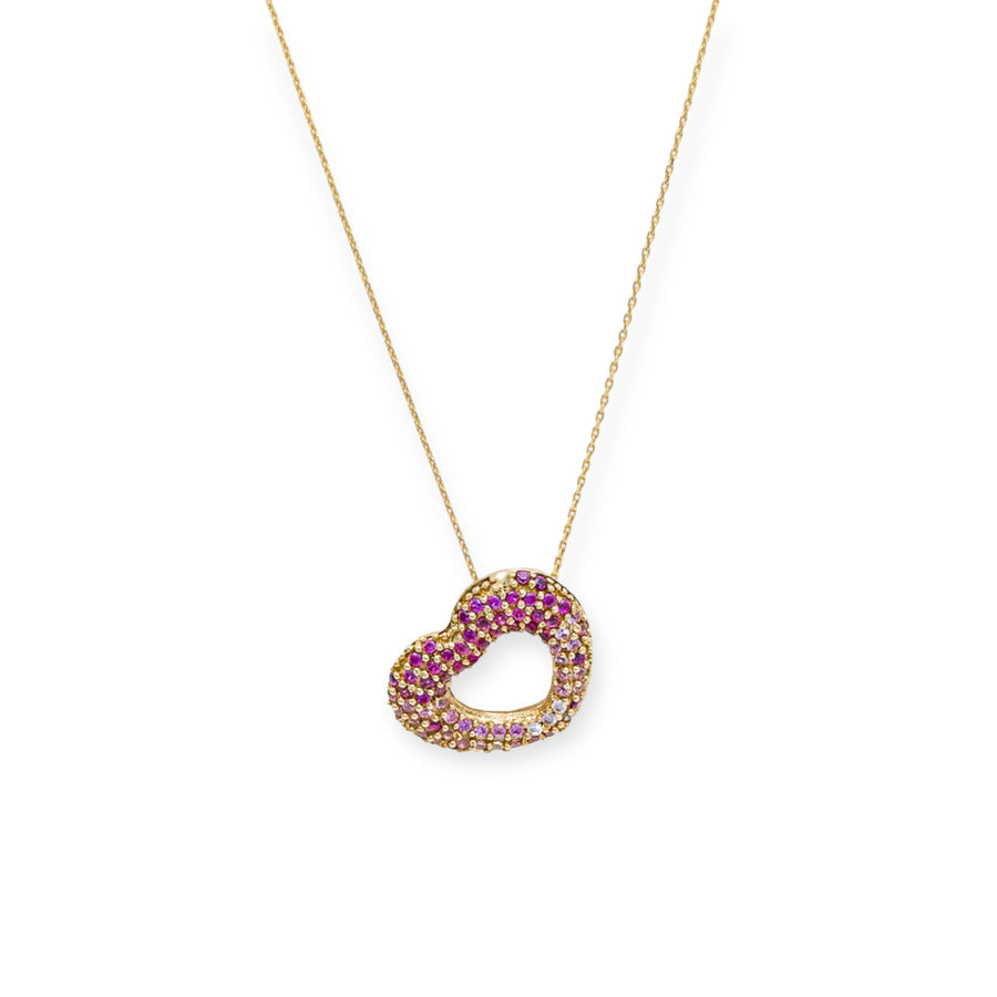 Bisous 18K Gold Plated Sterling Silver Necklace, Pink Blush