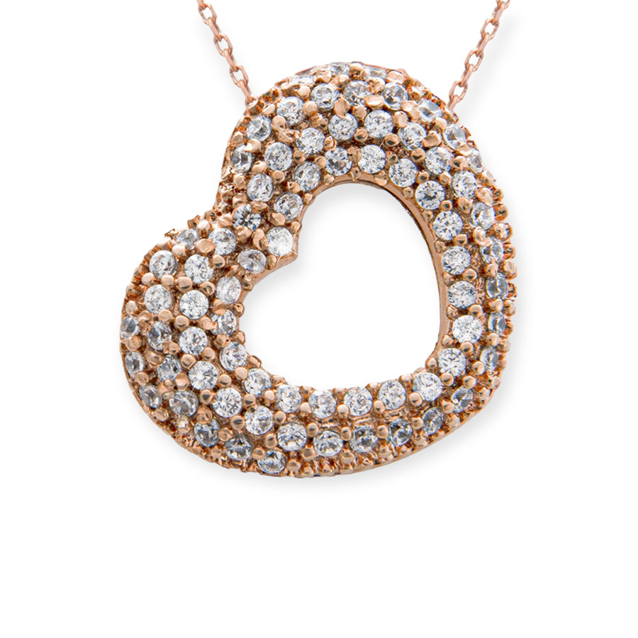 Bisous 18K Rose Gold Plated Sterling Silver Necklace, Brilliant White