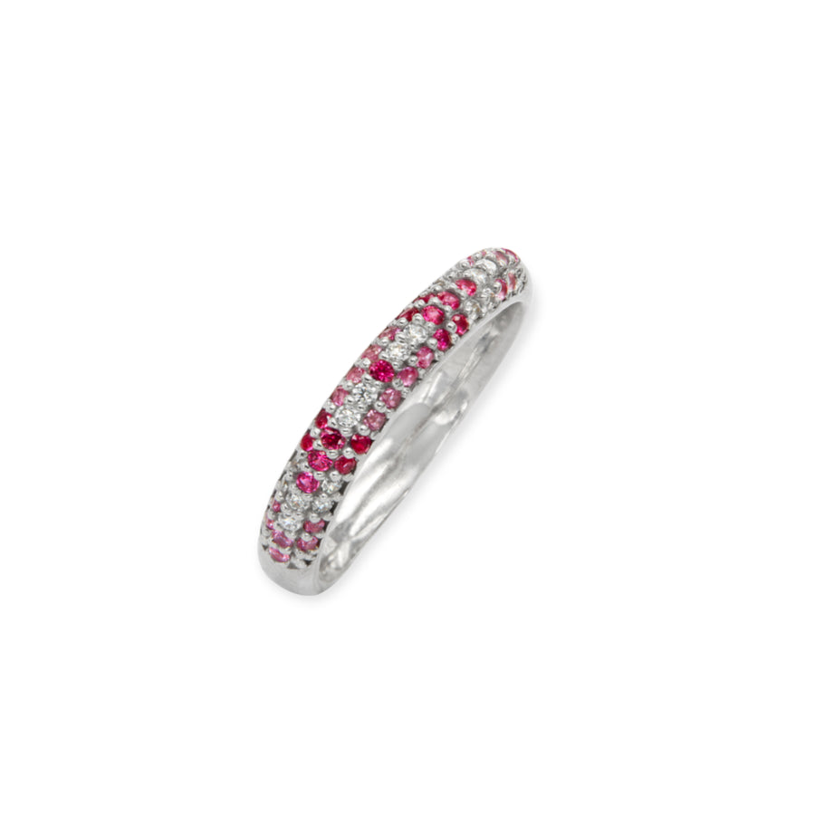 Eleanore Rhodium Plated Sterling Silver Ring, Pink Blush