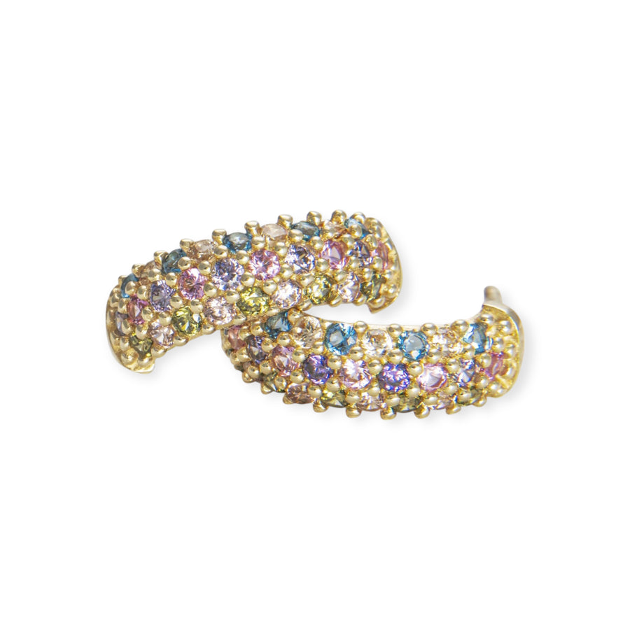 Adriana 18K Gold Plated Sterling Silver Hoops, Multi Color