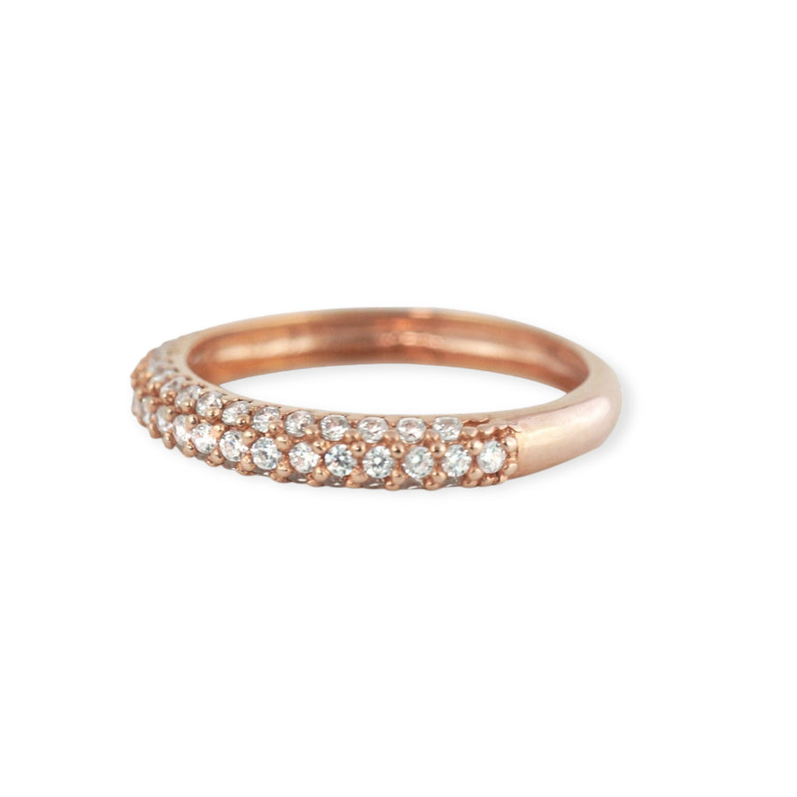Eleanore 18K Rose Gold Plated Sterling Silver Ring, Brilliant White