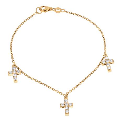 Katharine McPhee 2.25ctw Pavé Cross Bracelet - Sterling Silver (Lobster Claw Clasp)