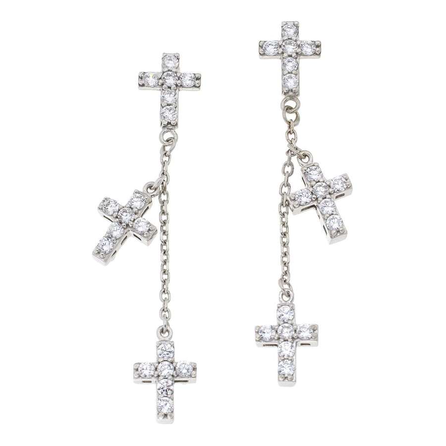 Katharine McPhee Layered Cross Earrings - Sterling Silver