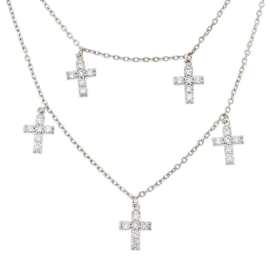 Katharine McPhee Layered Cross Necklace - Sterling Silver